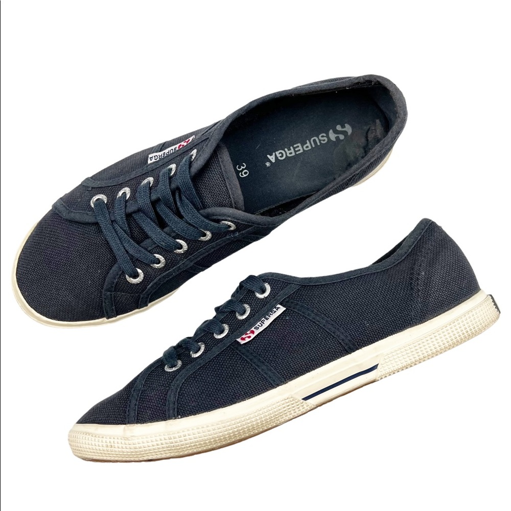 Superga navy blue classic canvas sneakers size 8
